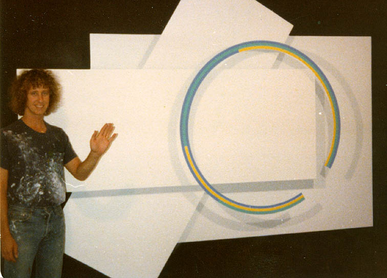 Jack Reilly with shaped canvas 1979